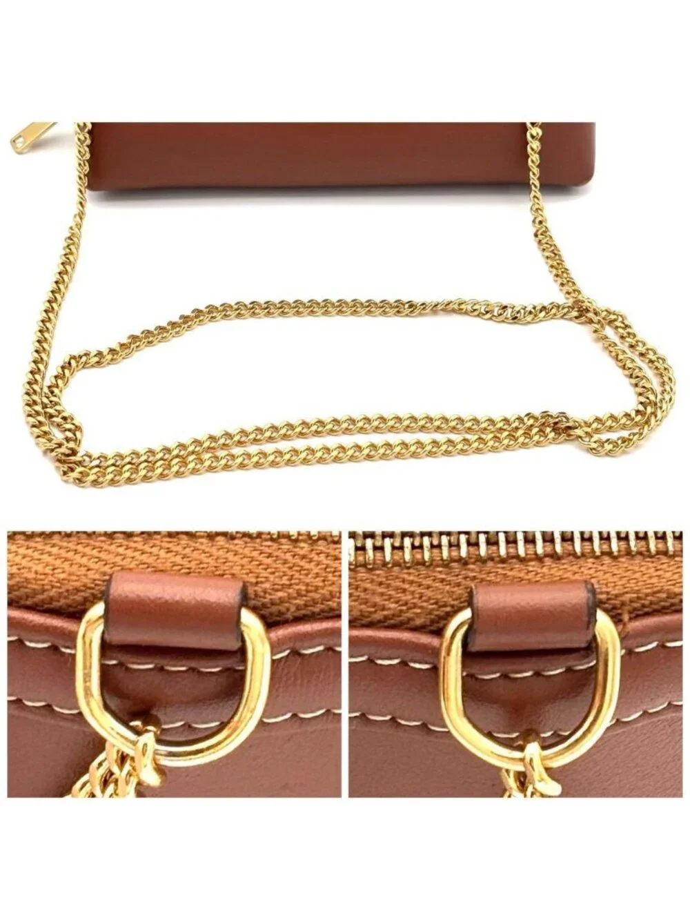 Celine Chain Shoulder Bag Clutch Cuir Leather